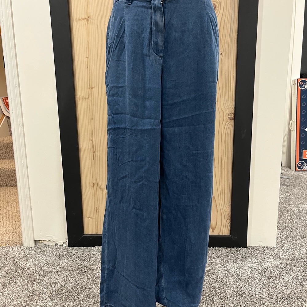 American Eagle Outfitters Dark Blue Wide Leg Trouser Jeans